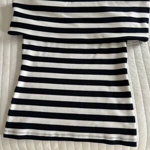 Banana Republic Off Shoulder Navy and White Top